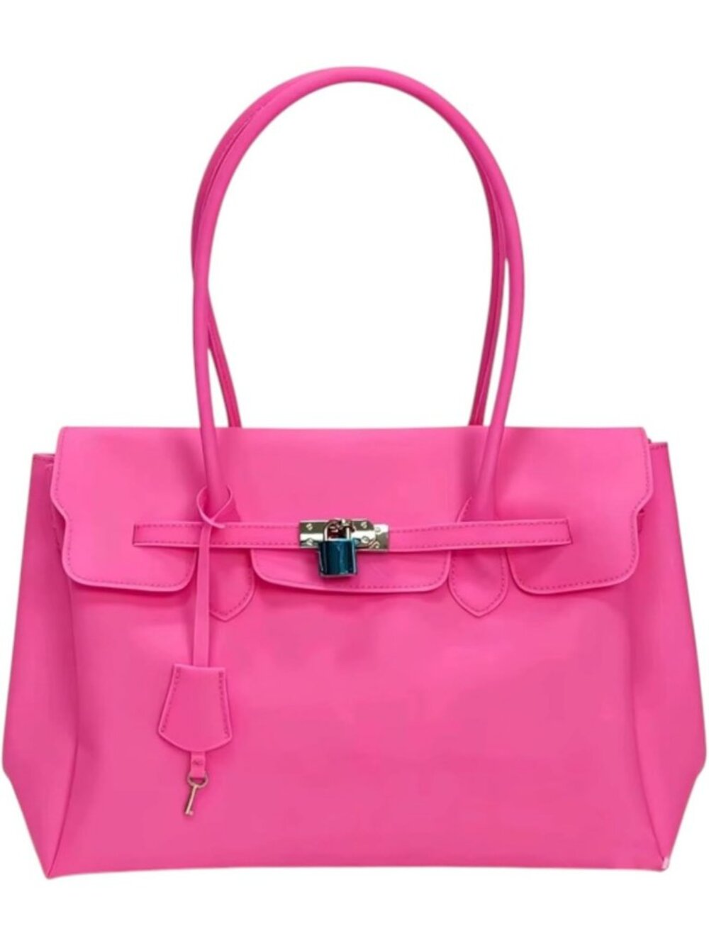 Chic Jelly Tote Handbag with Lock Detail | Stylish & Trendy Luxury Accessory